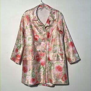 FRANCES VALENTINE Pastel Romantic Floral 2 Pocket Spring Easter Preppy Coat SZ S